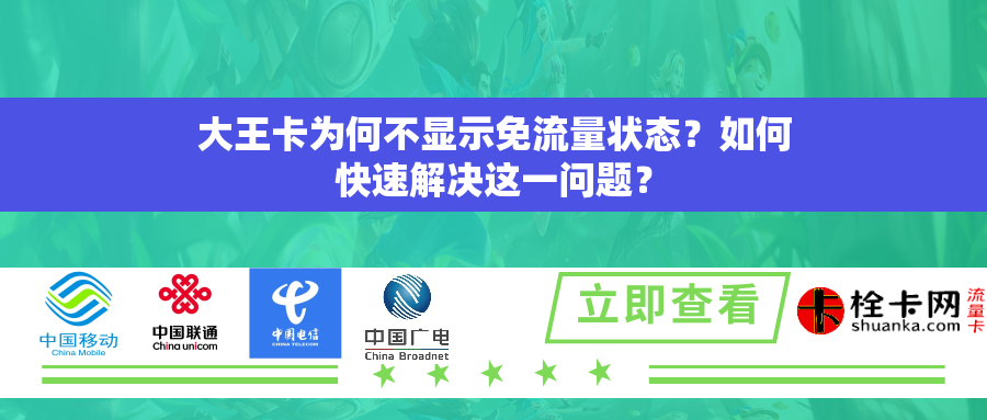 大王卡为何不显示免流量状态?如何快速解决这一问题? 大王卡为何不显示免流量状态?如何快速解决这一问题?