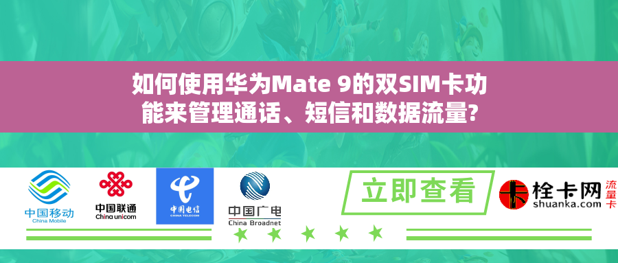 如何使用华为Mate 9的双SIM卡功能来管理通话、短信和数据流量?