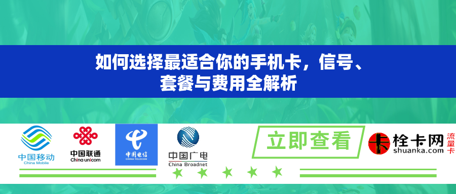 如何选择最适合你的手机卡，信号、套餐与费用全解析