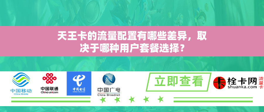 天王卡的流量配置有哪些差异,取决于哪种用户套餐选择? 天王卡的流量配置有哪些差异,取决于哪种用户套餐选择?