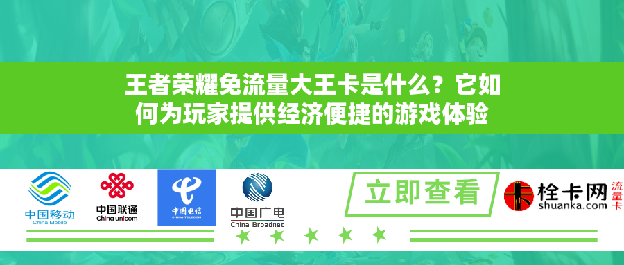 王者荣耀免流量大王卡是什么?它如何为玩家提供经济便捷的游戏体验? 王者荣耀免流量大王卡是什么?它如何为玩家提供经济便捷的游戏体验?