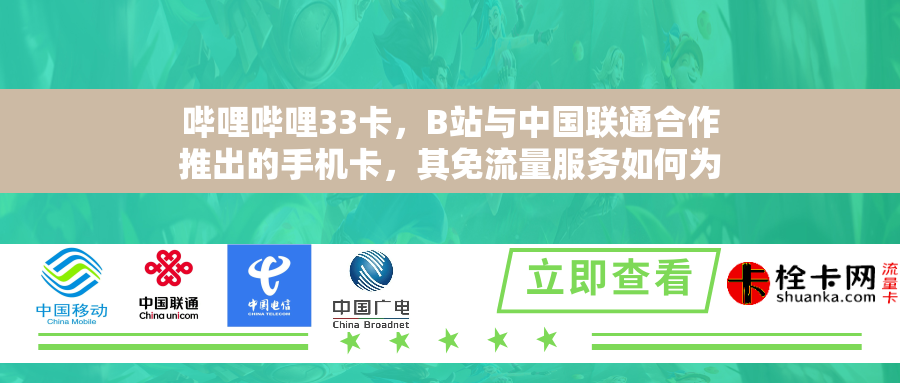 哔哩哔哩33卡，B站与中国联通合作推出的手机卡，其免流量服务如何为用户带来更优质的网络体验？
