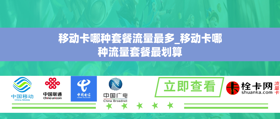 移动卡哪种套餐流量最多_移动卡哪种流量套餐最划算