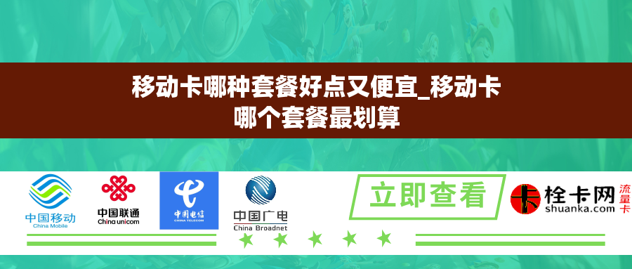 移动卡哪种套餐好点又便宜_移动卡哪个套餐最划算