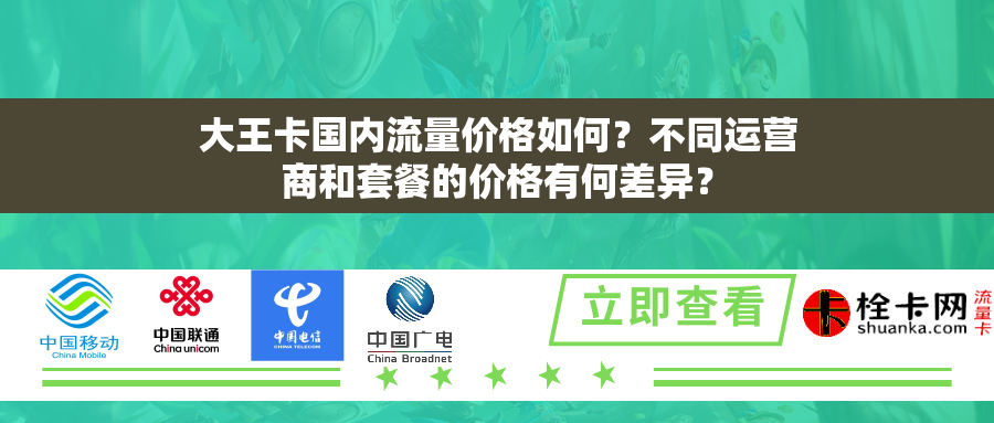 详细阅读:大王卡国内流量价格如何?不同运营商和套餐的价格有何差异? 大王卡国内流量价格如何?不同运营商和套餐的价格有何差异?