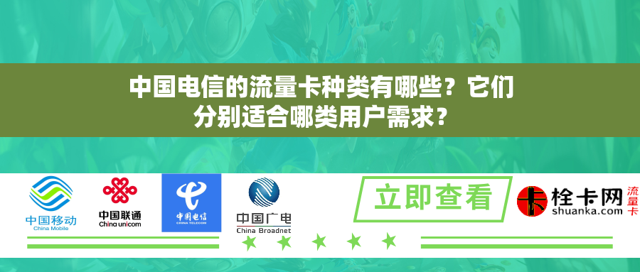 中国电信的流量卡种类有哪些？它们分别适合哪类用户需求？