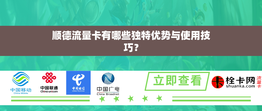 顺德流量卡有哪些独特优势与使用技巧？