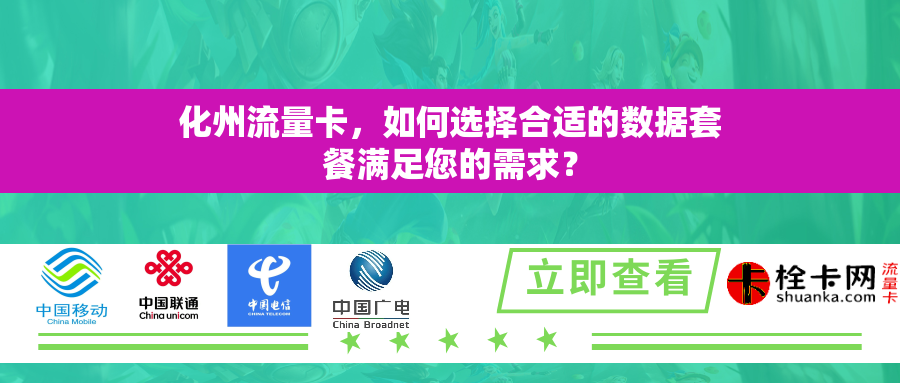 化州流量卡，如何选择合适的数据套餐满足您的需求？