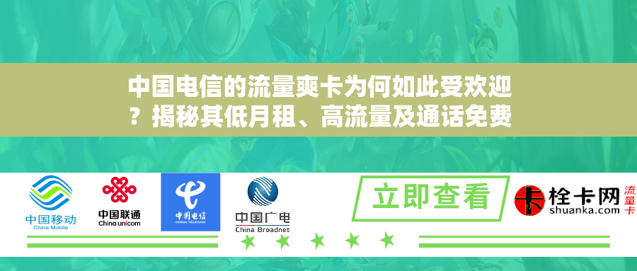 中国电信的流量爽卡为何如此受欢迎？揭秘其低月租、高流量及通话免费等优势