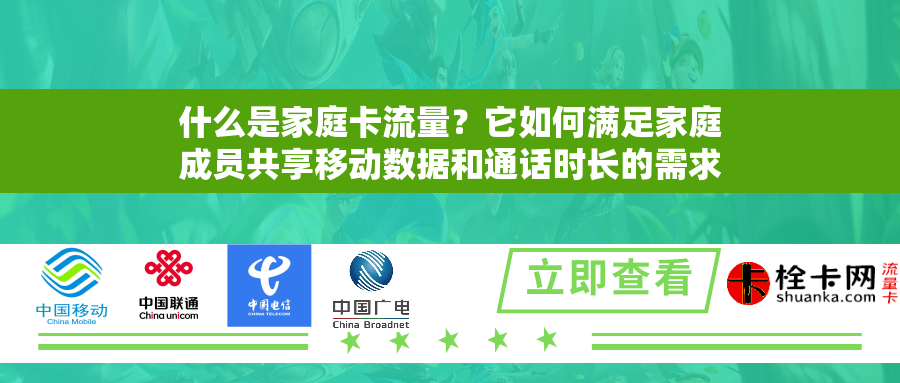 什么是家庭卡流量？它如何满足家庭成员共享移动数据和通话时长的需求？