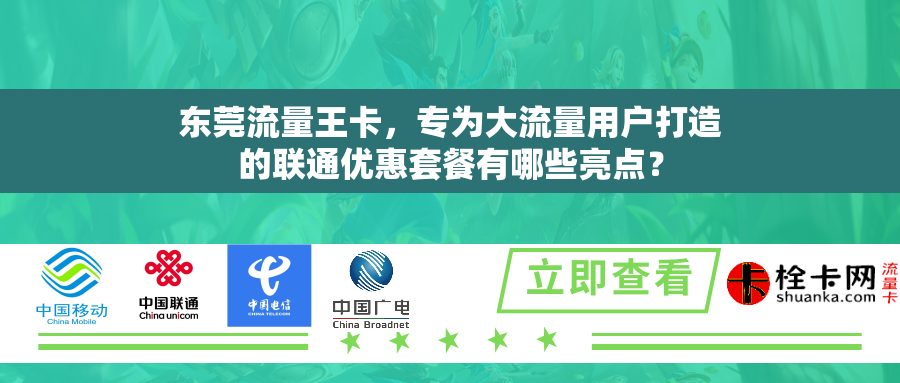 东莞流量王卡，专为大流量用户打造的联通优惠套餐有哪些亮点？