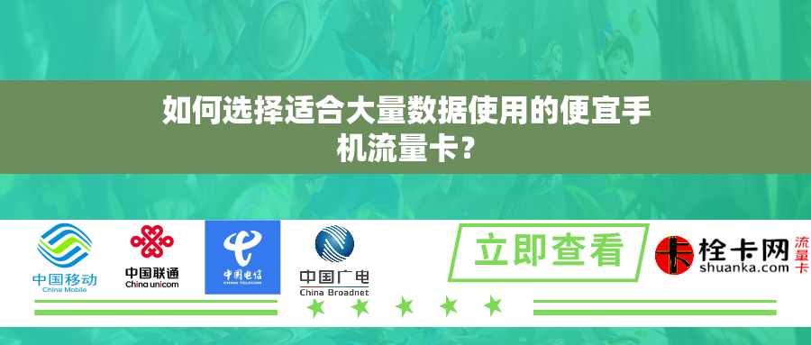 如何选择适合大量数据使用的便宜手机流量卡？