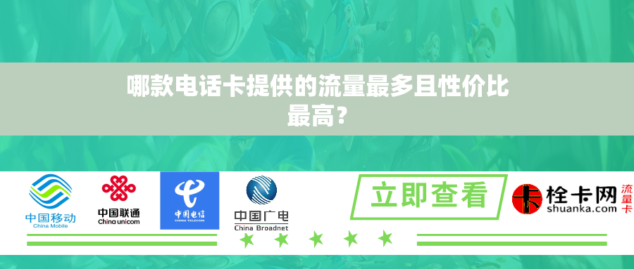 哪款电话卡提供的流量最多且性价比最高？