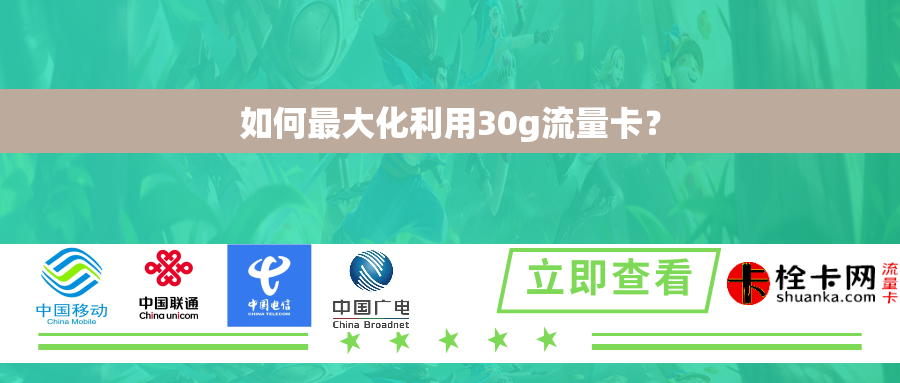 如何最大化利用30g流量卡？