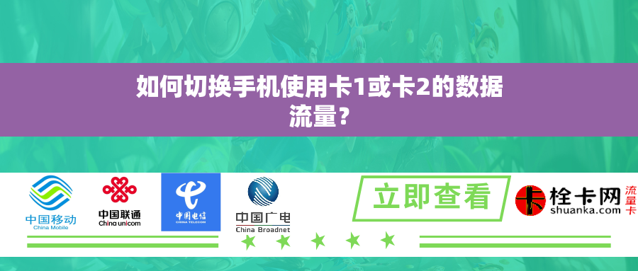 如何切换手机使用卡1或卡2的数据流量？