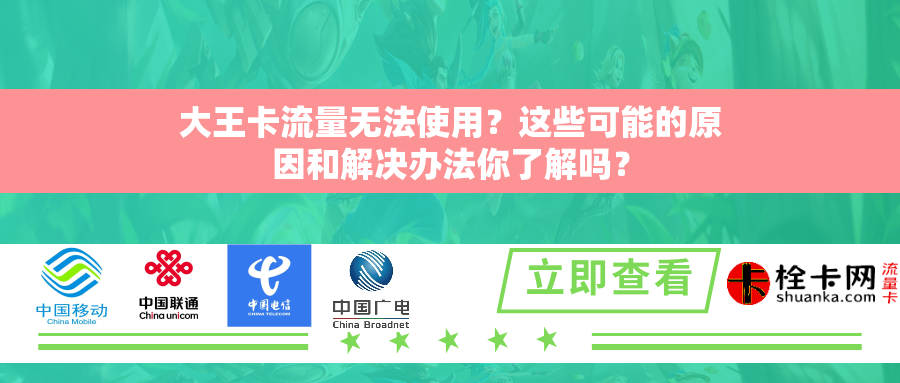 大王卡流量无法使用？这些可能的原因和解决办法你了解吗？