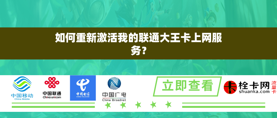 如何重新激活我的联通大王卡上网服务? 如何重新激活我的联通大王卡上网服务?