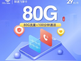 联通飞筝卡 9元80G+100分钟 19-60周岁